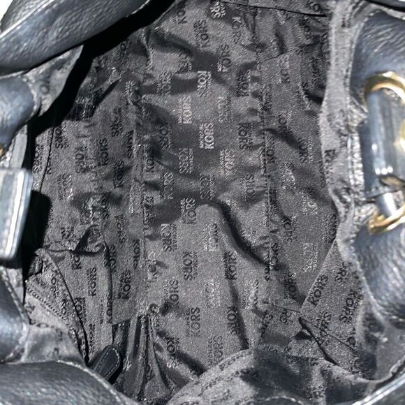 Michael Kors Womens Leather Ring Handle Hobo Handbag Black - Picture 5 of 11